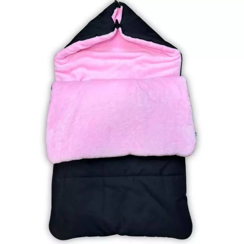 UNIKAT***Śpiworek zimowy candy pink do wózka MEDIUM black