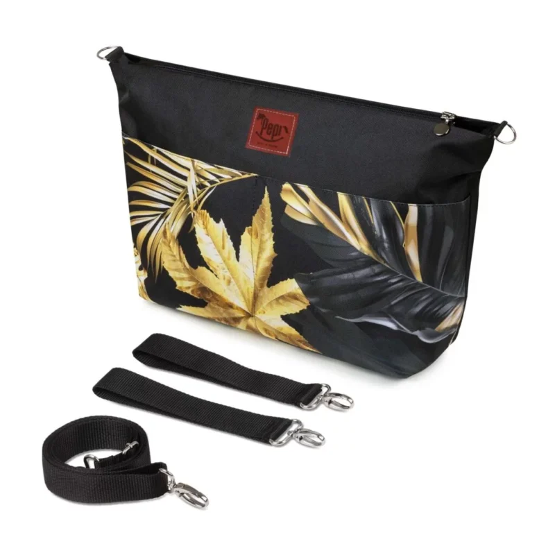 Torba wodoodporna do wózka shopper Złote Kwiaty Black