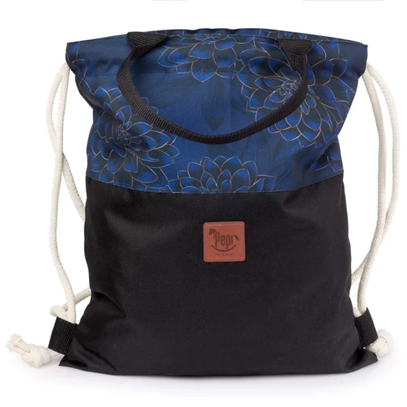 Wodoodporny worko-plecak 2w1 - Peony Black - obrazek 2