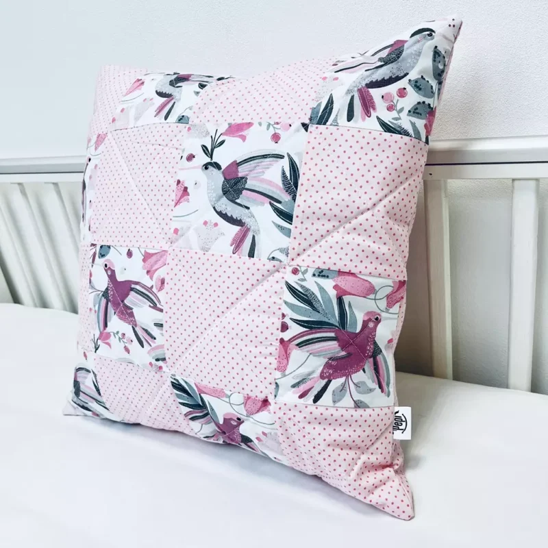 UNIKAT***Poszewka na poduszkę patchwork 40×40 Hummingbird pink - obrazek 3