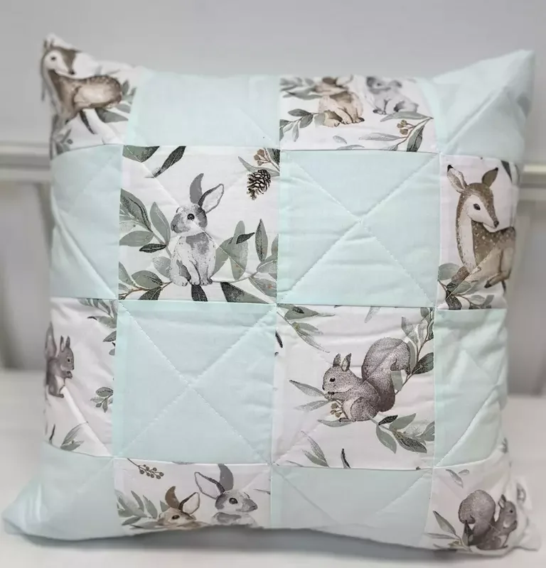 UNIKAT***Poszewka na poduszkę patchwork 40×40 Green Groove mint