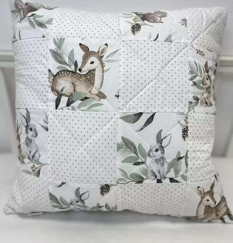 UNIKAT***Poszewka na poduszkę patchwork 40×40 Green Groove grey dots