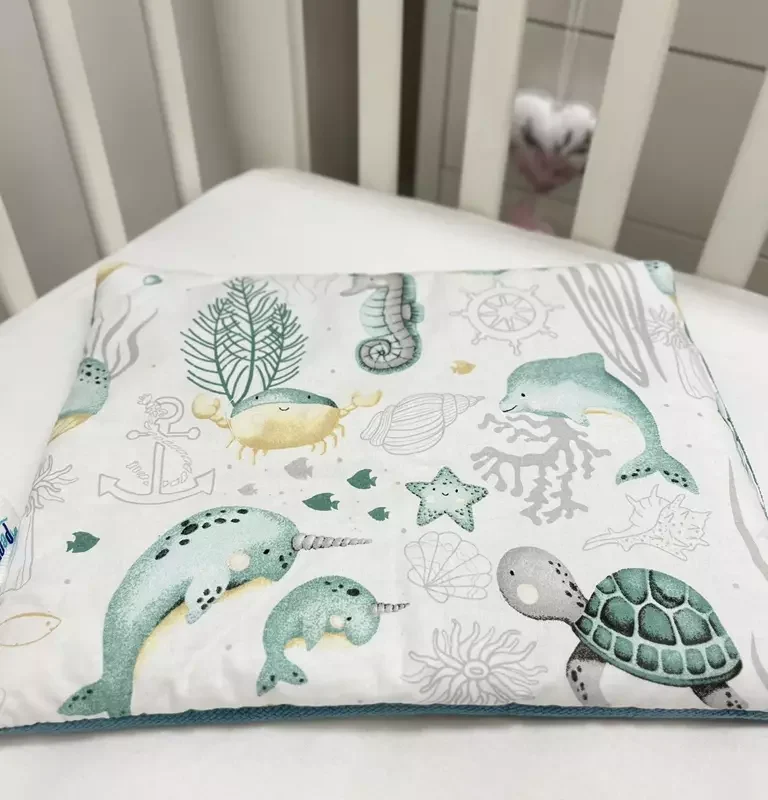 UNIKAT***Poduszka płaska 25x30 Podwodna Kraina velvet sea green