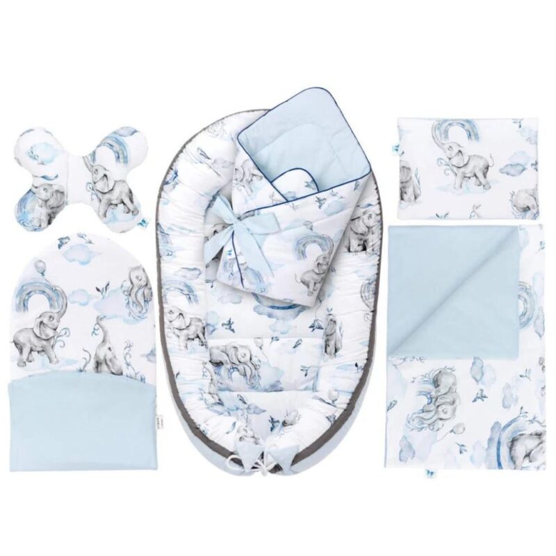 Wyprawka niemowlęca 6-elementowa - Eledreams Blue - bawełna