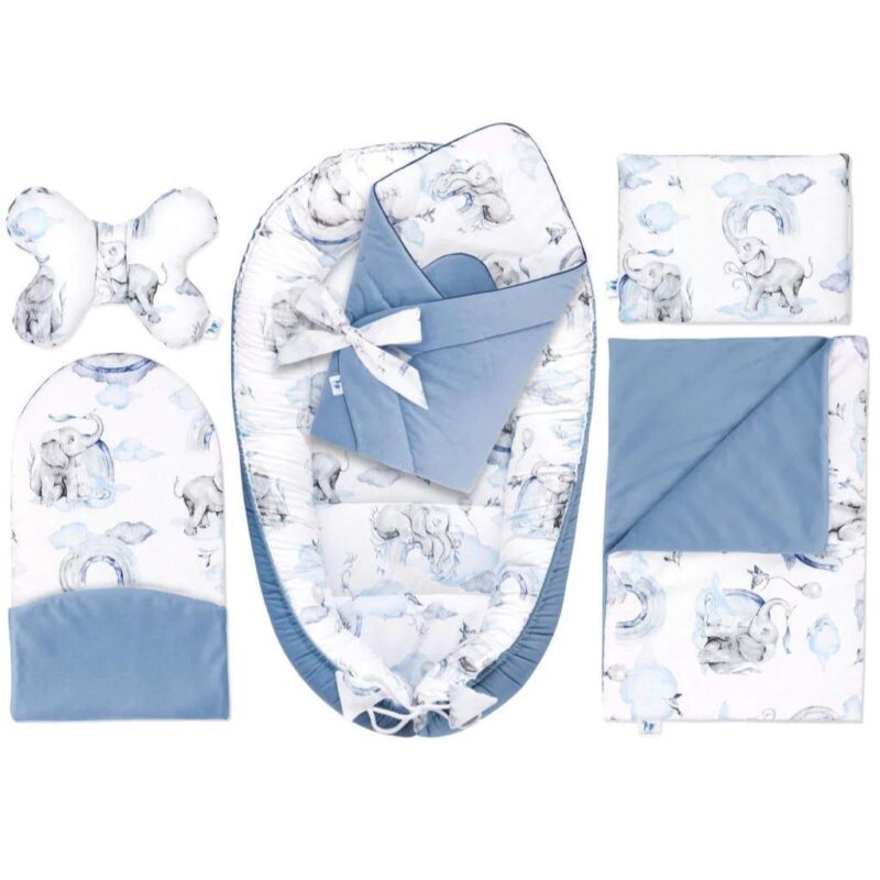 Wyprawka niemowlęca 6-elementowa - Eledreams Blue - bawełna/velvet