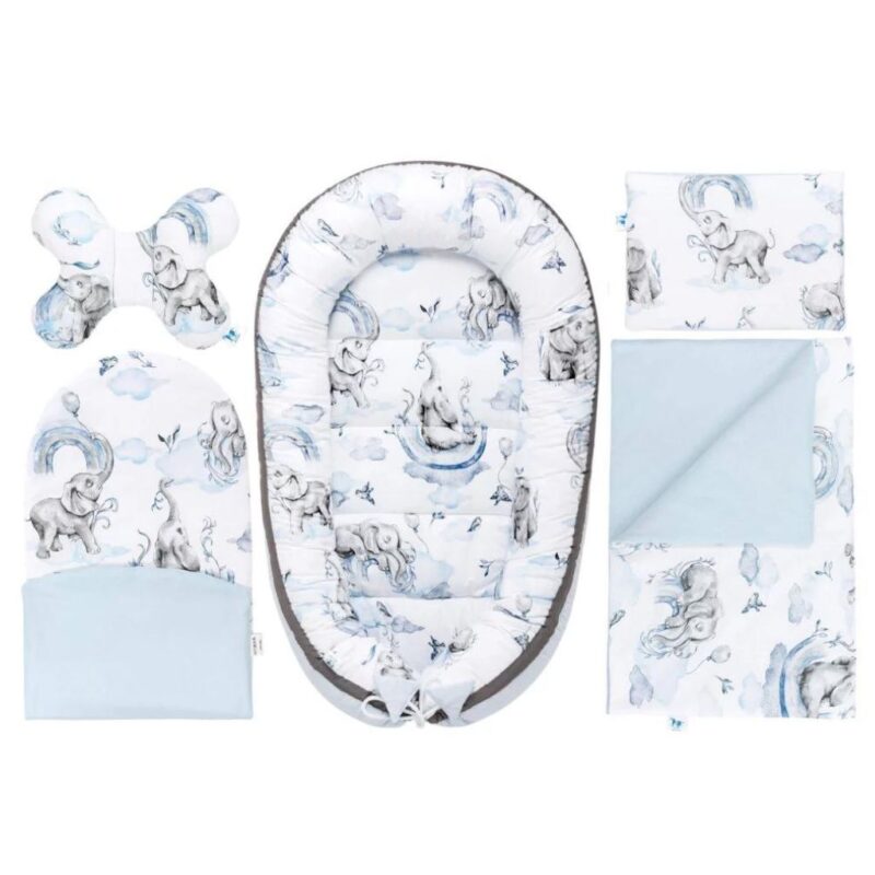 Wyprawka niemowlęca 5-elementowa - Eledreams Blue - bawełna