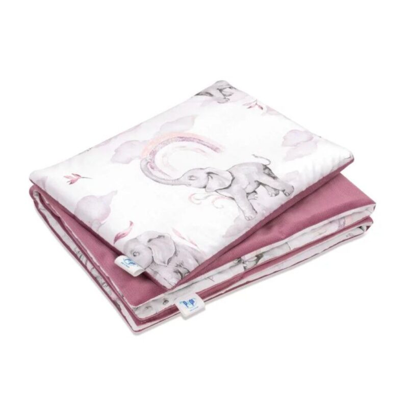 Zestaw kocyk 55×75 i płaska poduszka 25×35 Eledreams Pink z velvetem