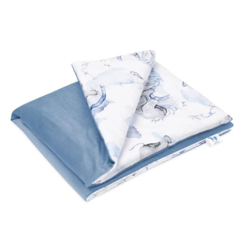 Zestaw poduszka 25x35 i kocyk 55x75 - Eledreams Blue - bawełna/velvet - obrazek 2