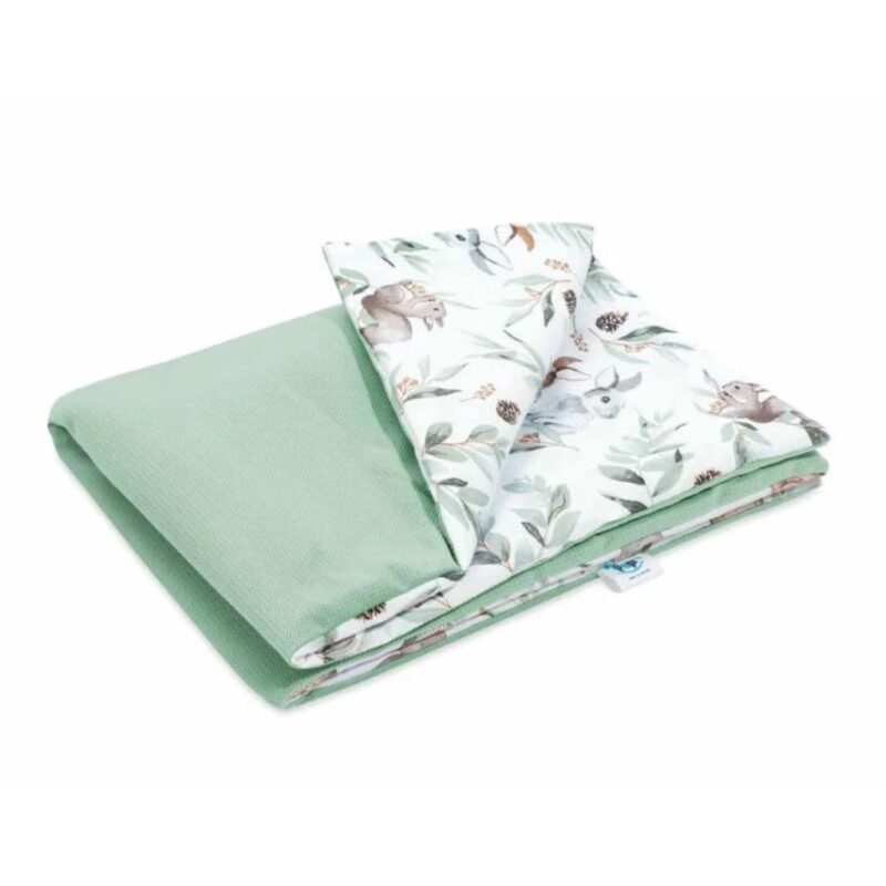 Zestaw poduszka 25x35 i kocyk 55x75 - Green Groove - bawełna/velvet - obrazek 2