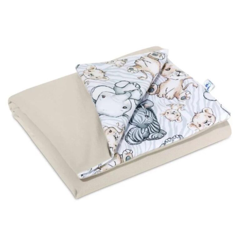 Zestaw poduszka 25x35 i kocyk 55x75 - Safari cappucino - bawełna/velvet - obrazek 3