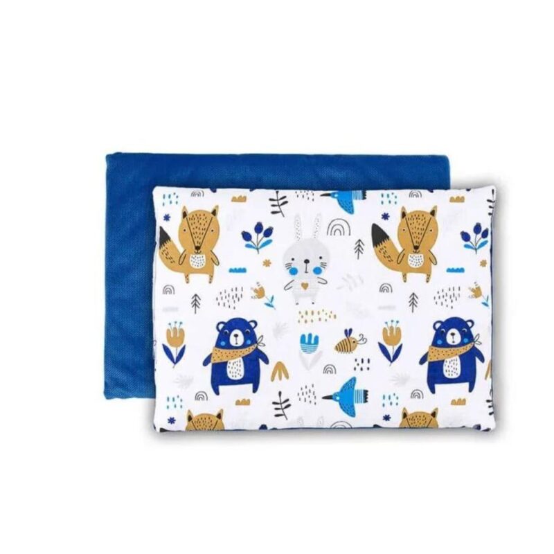 Zestaw poduszka 25x35 i kocyk 55x75 - Blue Bear - bawełna/velvet - obrazek 2