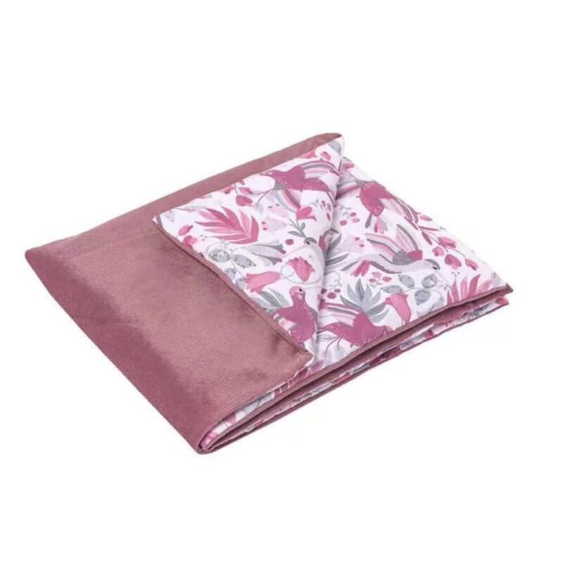 Zestaw poduszka 25x35 i kocyk 55x75 - Hummingbird old rosa - bawełna/velvet - obrazek 3