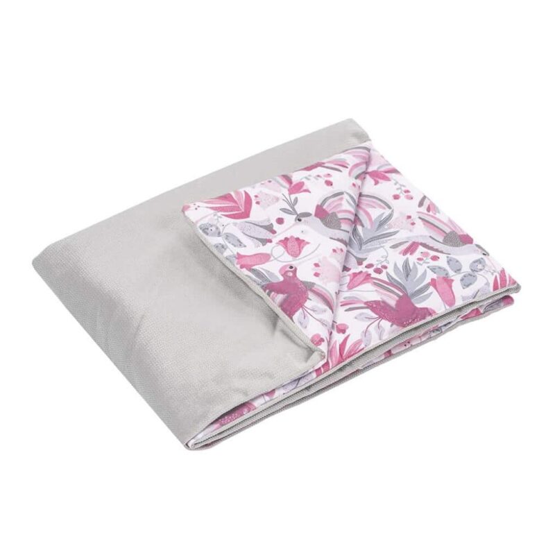 Zestaw poduszka 25x35 i kocyk 55x75 - Hummingbird grey - bawełna/velvet - obrazek 3