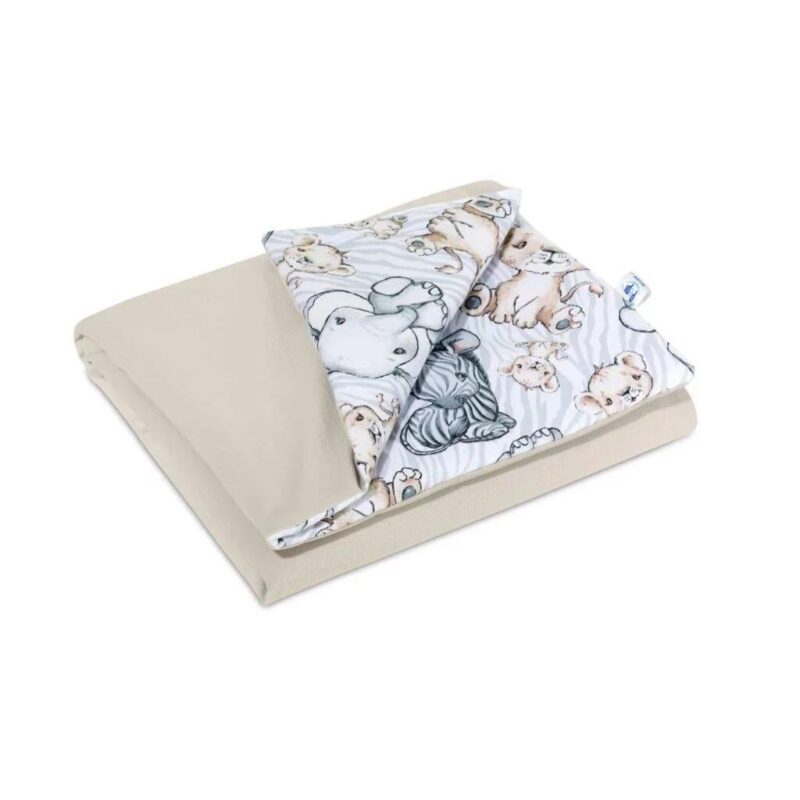 Zestaw kocyk 75×100 i poduszka 30×40 safari z velvetem cappucino - obrazek 3