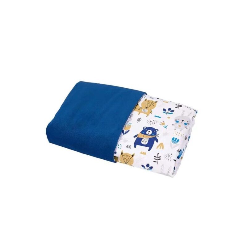 Zestaw kocyk 75×100 i poduszka 30×40 blue bear z velvetem granatowym - obrazek 3