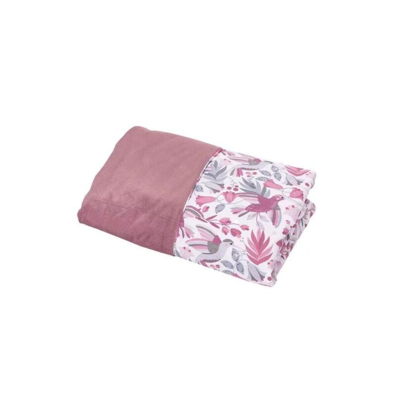 Zestaw kocyk 75×100 i poduszka 30×40 Hummingbird z velvetem old rosa - obrazek 3