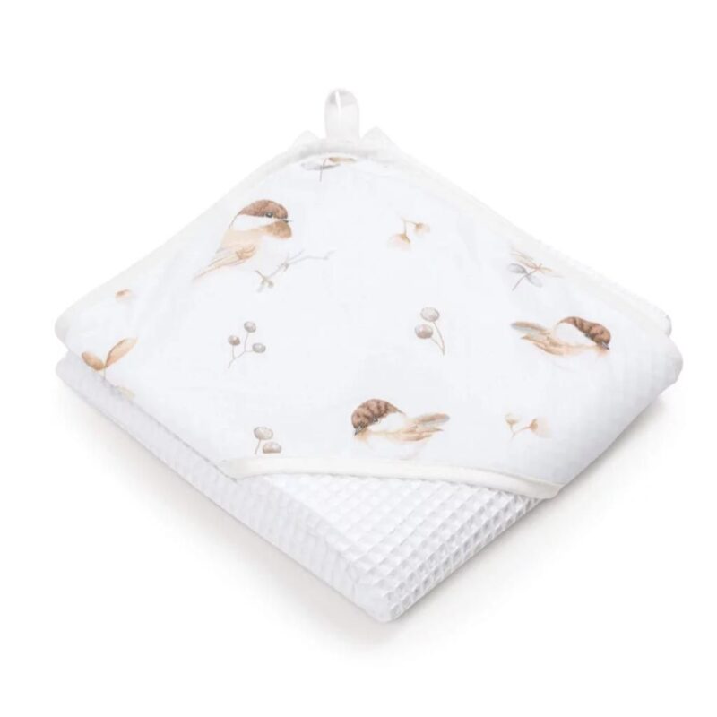 Zestaw kąpielowy ręcznik z kapturem ivory i 2 małe ręczniki Lovely Bird - obrazek 2