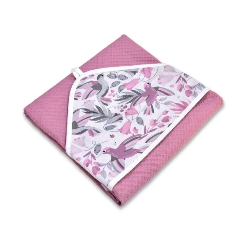 Zestaw kąpielowy ręcznik z kapturem i 2 małe ręczniki Hummingbird Pink - obrazek 2