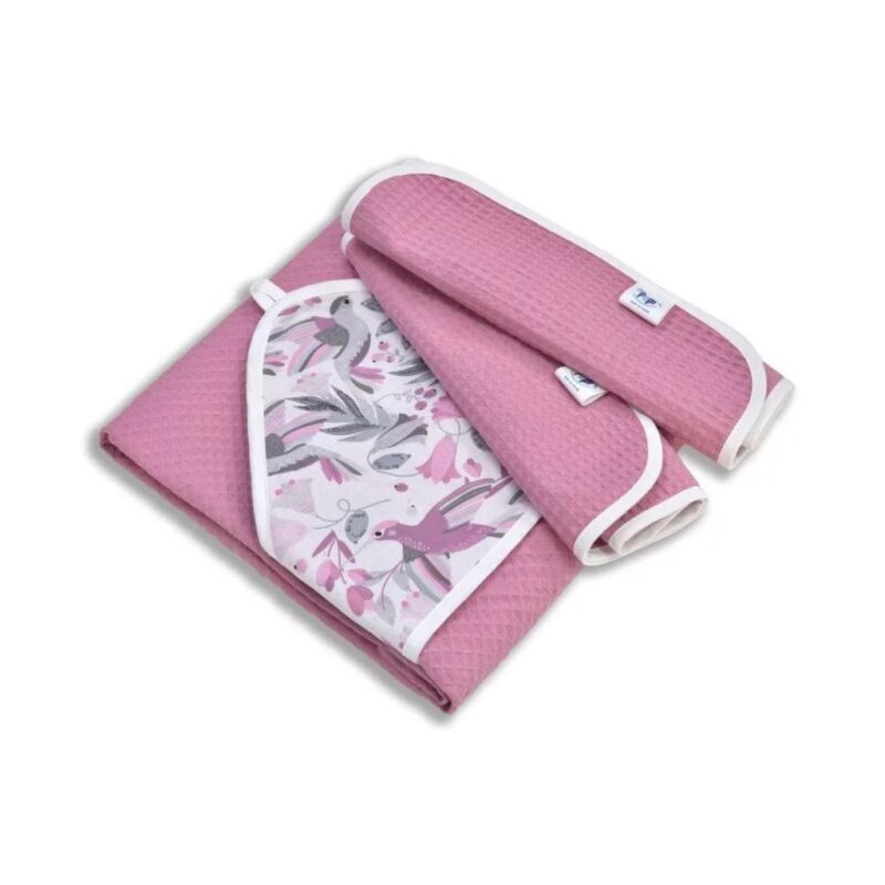Zestaw kąpielowy ręcznik z kapturem i 2 małe ręczniki Hummingbird Pink