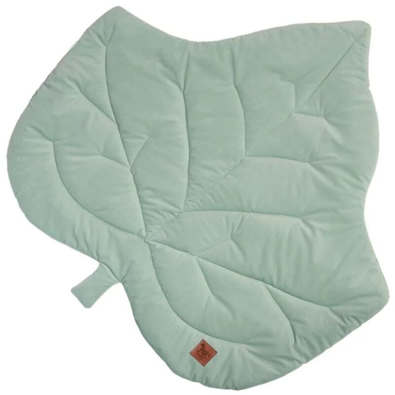 Mata do zabawy liść z velvetem light green