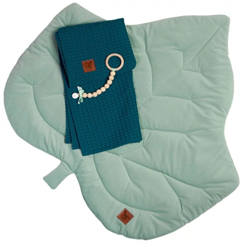 Mata do zabawy liść z velvetem light green - obrazek 2