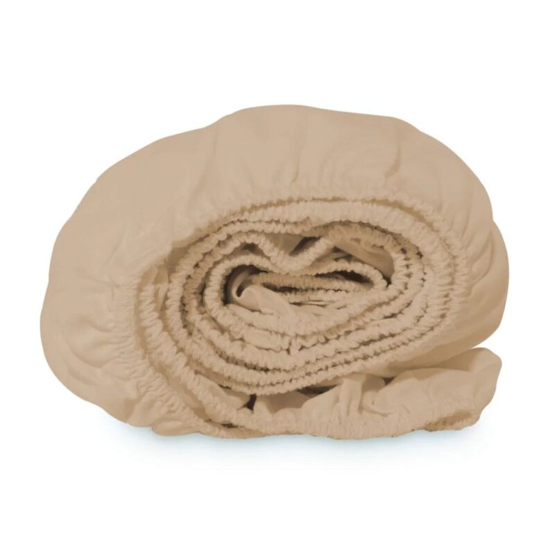 Bawełniane prześcieradło z gumką do łóżeczka 60x120 cappucino