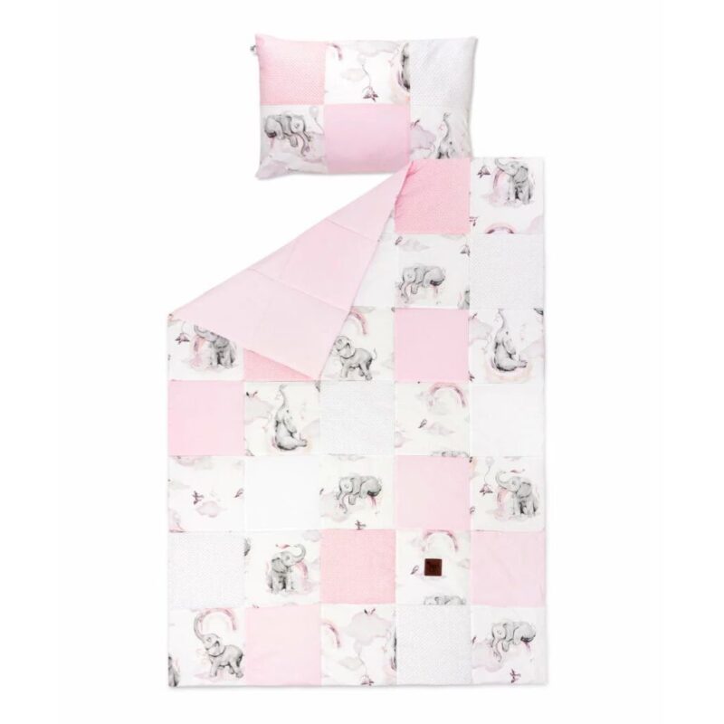 Kołderka patchwork 100×140 z poszewką na poduszkę 40×60 Eledreams Pink - obrazek 2