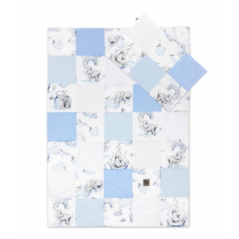 Kołderka patchwork 100×140 z poszewką na poduszkę 40×60 Eledreams Blue - obrazek 3