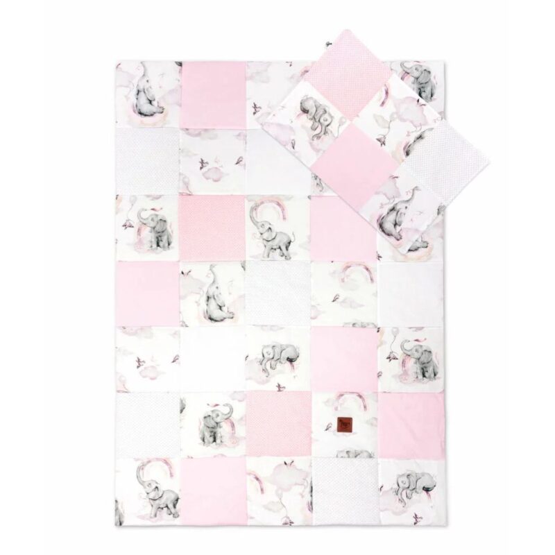 Kołderka patchwork 100×140 z poszewką na poduszkę 40×60 Eledreams Pink - obrazek 3