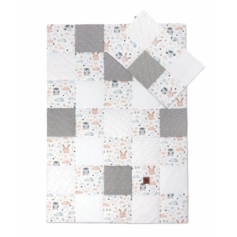 Kołderka patchwork 100×140 z poszewką na poduszkę 40×60 Forest Friends - obrazek 3