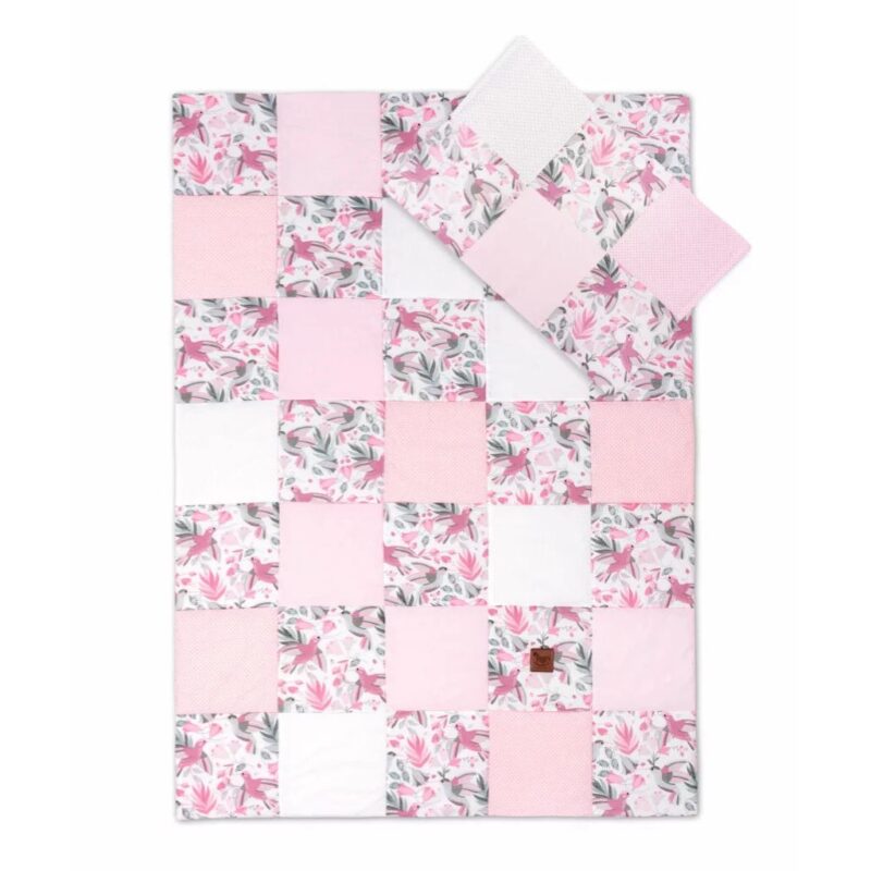 Kołderka patchwork 100×140 z poszewką na poduszkę 40×60 Hummingbird - obrazek 3