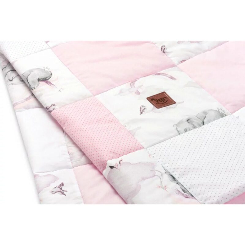 Kołderka patchwork 100×140 z poszewką na poduszkę 40×60 Eledreams Pink - obrazek 4