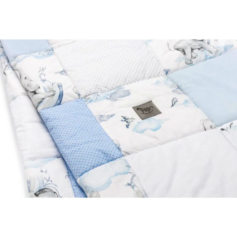 Kołderka patchwork 100×140 z poszewką na poduszkę 40×60 Eledreams Blue - obrazek 4