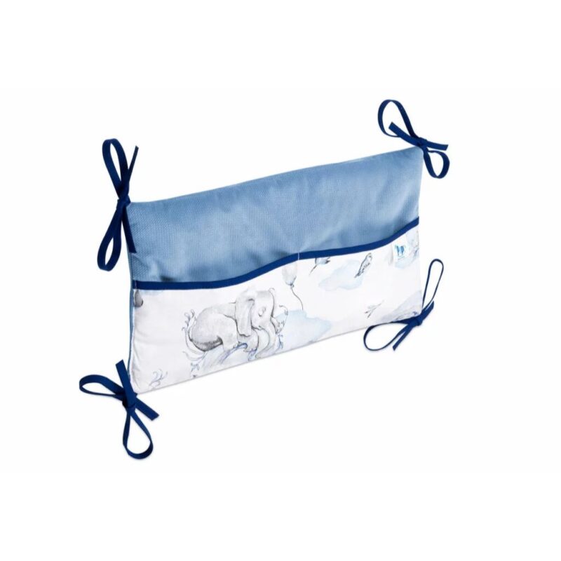 Bawełniany organizer do łóżeczka 42×22 Eledreams Blue z velvetem - obrazek 2