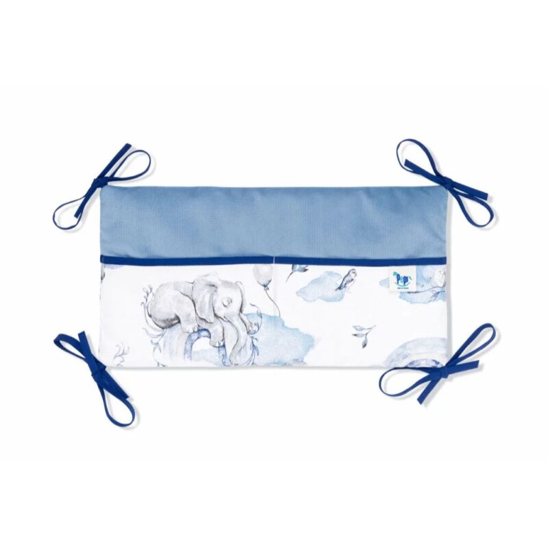 Bawełniany organizer do łóżeczka 42×22 Eledreams Blue z velvetem