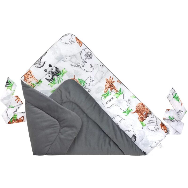 Zestaw kokon z rożkiem - Wild Land dark grey - bawełna/velvet - obrazek 6