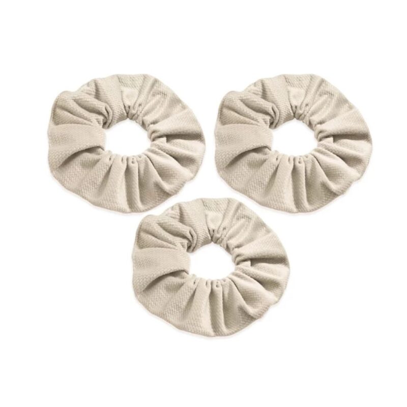 Gumka do włosów Scrunchie z velvetu cappucino (trójpak)