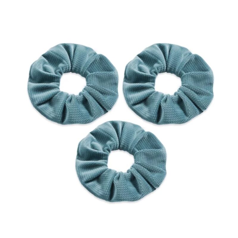 Gumka do włosów Scrunchie z velvetu emerald (trójpak)
