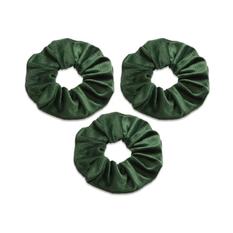 Gumka do włosów Scrunchie z velvetu dark green (trójpak)