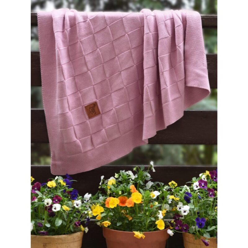 Kocyk tkany z bambusa old wild rose - obrazek 3