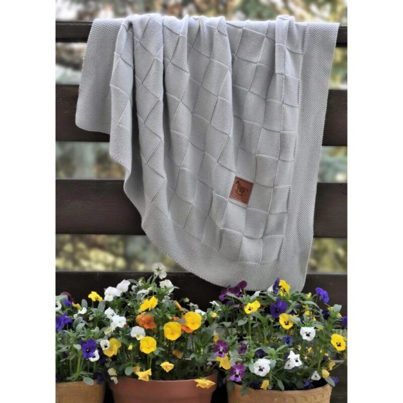 Kocyk tkany z bambusa grey silver - obrazek 3
