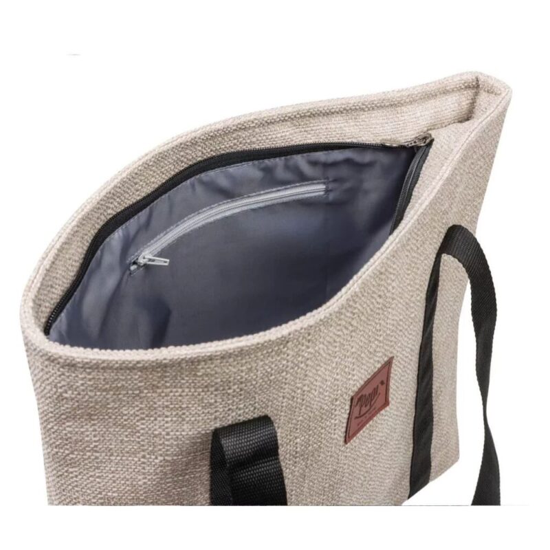 Torba shopperka na zamek ecru linen - obrazek 3