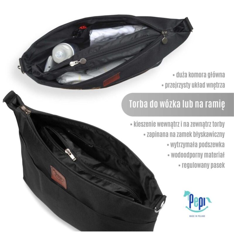 Torba wodoodporna do wózka shopper Gold Leaf black - obrazek 5