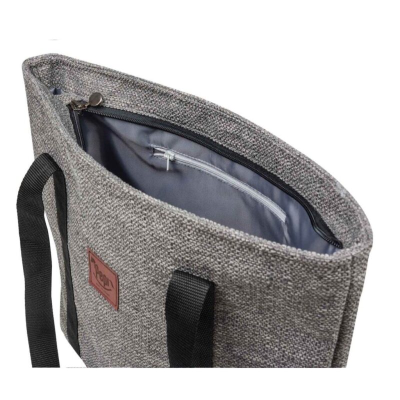 Torba shopperka na zamek mocca linen - obrazek 3