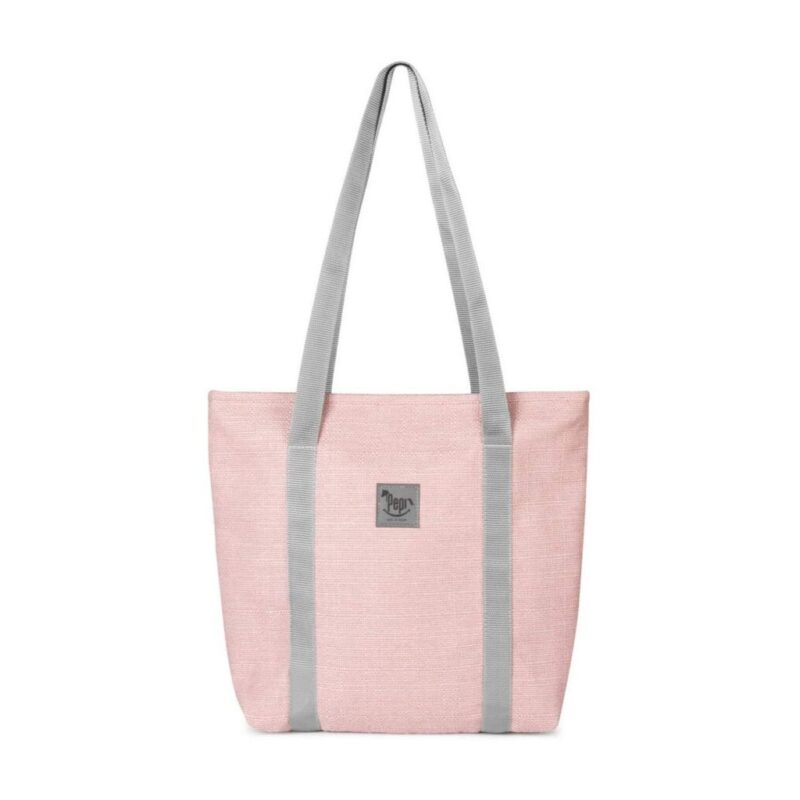 Torba shopperka na zamek róż pudrowy linen - obrazek 2