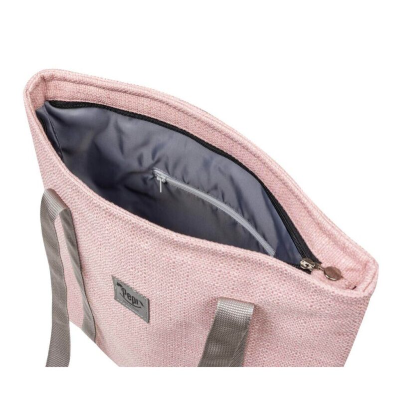 Torba shopperka na zamek róż pudrowy linen - obrazek 3