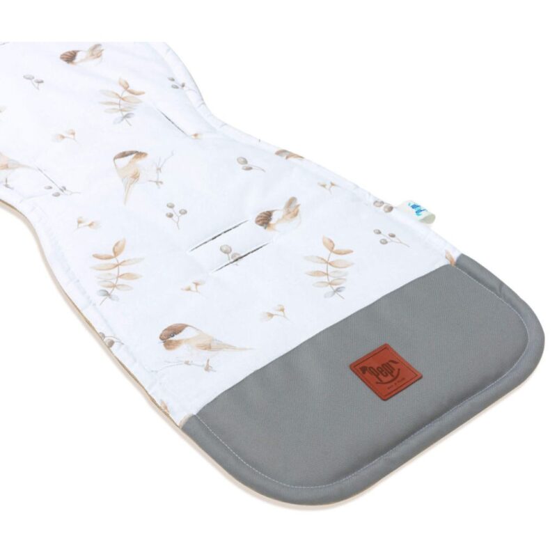 Wkładka do wózka z ochraniaczami na pasy Lovely Bird z velvetem cappucino - obrazek 3