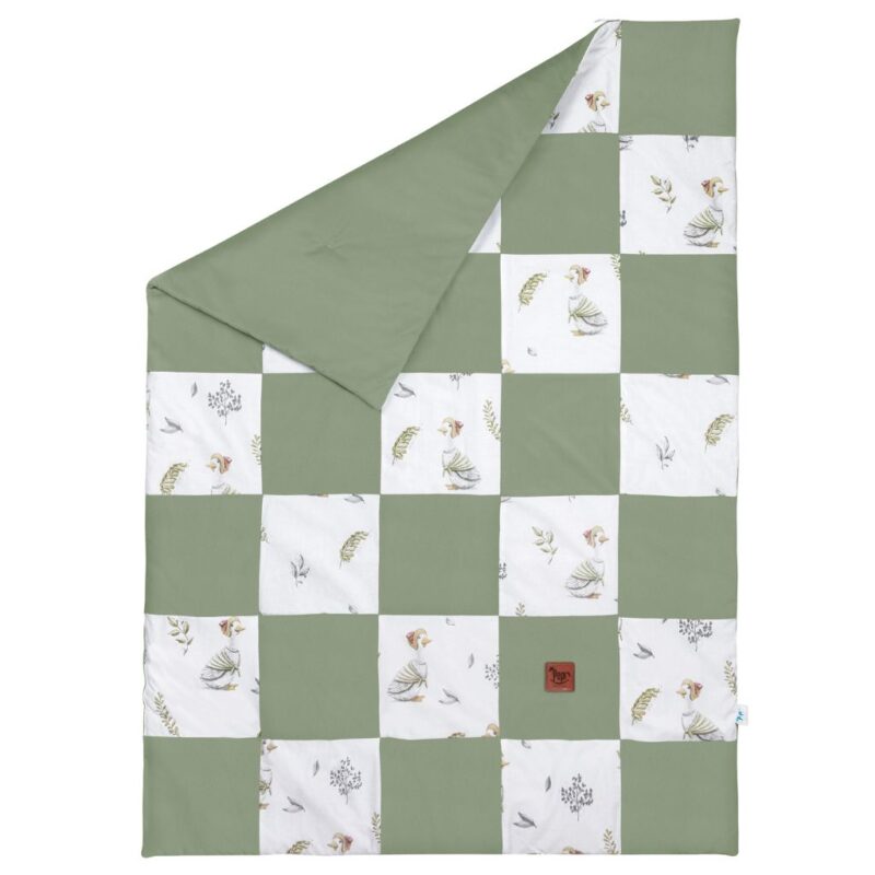 Kołderka patchwork 100×140 Lady Goose z velvetem sage
