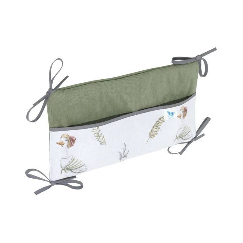 Bawełniany organizer do łóżeczka 42×22 Lady Goose z velvetem sage - obrazek 2