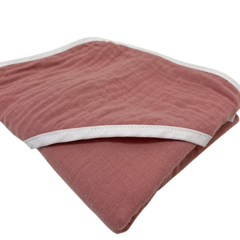 Ręcznik kąpielowy muślinowy Premium z kapturkiem Pink